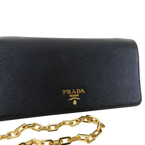 prada classic leather wallet on chain|prada wallet on chain review.